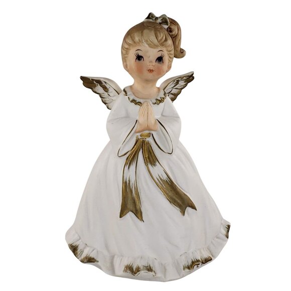 Vintage Ceramic Praying Angel Nightlight With Cord 6.75" Tall Christmas Guardian - Picture 1 of 8